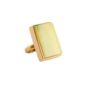 Rare Baltic Butterscotch Lime Cocktail Ring in 14k Gold Plated s925
